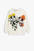 Koton Kız Çocuk Powerpuff Girls Sweatshirt Lisanslı Uzun Kollu Bisiklet Yaka Şardonlu - 1