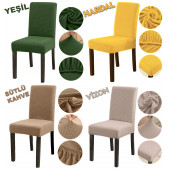 Bambu Kareli Kumaş Esnek Sandalye Kılıfı Lastikli Sandalye Örtüsü - 6