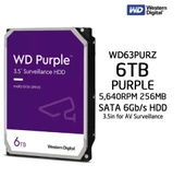 6TB 7/24 Disk WD PURPLE 3,5 256MB 5400Rpm WD63PURZ SATA 3, 7/24, 6Gb/s,RAID, Güvenlik Diski (HardDisk, HDD) - 2