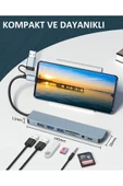Usb Çoklayıcı 8 İn 1 Usb Type-c Hub Adaptör 4 Usb Port Sd/tf Kart Okuyucu 3.5mm Ses Girişi Çoklayıcı thumbnail 4
