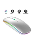 Şarjlı Kablosuz Mouse Bluetooth\2.4ghz RGB Işıklı Sessiz Tıklama Tablet Telefon Bilgisayar Uyumlu - 2