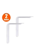 SPRENDA  Raf Altı Ayak Raf Tutucu L Demir 13 X 18 Cm Beyaz Montaj Aparatı (2 Adet) - 2