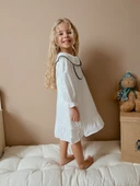 Celine kelebek yaka keten elbise - 4