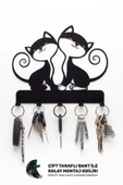 Anahtar Askılığı, Metal Anahtarlık Askısı, Kedi Desenli Anahtar Askılığı Siyah - 1