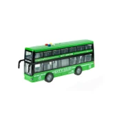 Oyuncak Otobüs İki Katlı Işıklı Sesli Sürtmeli Yeşil 30 Cm - 1