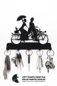 Anahtar Askılığı - Dekoratif Metal Anahtarlık - Romantik Bisiklet Desenli Anahtar Askılığı Siyah - 1
