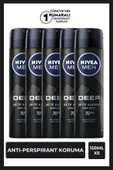 Nivea Men Erkek Sprey Deodorant Deep Dimension 48 Saat Anti-perspirant Koruma 150ml x 5 Adet - 1