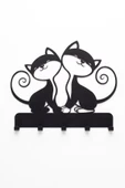 Anahtar Askılığı, Metal Anahtarlık Askısı, Kedi Desenli Anahtar Askılığı Siyah - 2