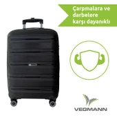 Vegmann Polipropilen (PP) Atlas Siyah Orta Boy Valiz - 7