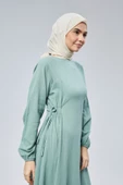 %100 PAMUK ŞİLE BEZİ ÇAN KESİM TESETTÜR ELBİSE - 4
