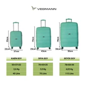 Vegmann Polipropilen (PP) Atlas Su Yeşili Orta Boy Valiz thumbnail 10