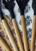 Silikon Mutfak Servis Seti - 3lü Kepçe Spatula Fırça Takımı - Bambu Saplı - 3 Parça - 5