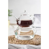 Cam Çaydanlık Ve Cam Kupa Seti Cam Bardak Çay Kahve Takımı (9 parça) - 2