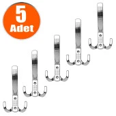 Noktalı Portmanto Vestiyer Duvar Askısı Krom Metal Dolap Elbise Askılığı (5 ADET) - 1