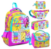 Coral High Mixed Dondurma Desenli Kız Çocuk Beşli Okul Çanta Seti - İlkokul İçin Uygun thumbnail 1