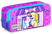 Coral High Kedi Köpek Desenli Kız Çocuk Beşli Okul Çanta Seti - İlkokul İçin Uygun thumbnail 4