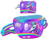 Coral High Kız Çocuk Mor Simli Unicorn Desenli Bel Çantası ve Bozuk Para Cüzdanı Set - 1