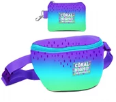 Coral High Kız Çocuk Mor Lila Renk Geçişli Desenli Bel Çantası ve Bozuk Para Cüzdanı Set - 1