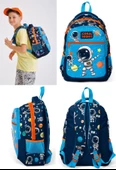 Coral High Lacivert Mavi Astronot Üçlü Okul Çantası ve Bel Çantası Seti - Erkek Çocuk thumbnail 2