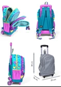 Coral High Pembe Turkuaz Kulaklık Paten Işıklı Tekerlekli Okul Çantası ve Beslenme Seti - Kız Çocuk thumbnail 2