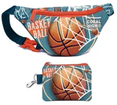 Coral High Erkek Çocuk Nefti Turuncu Basketbol Desenli Bel Çantası ve Bozuk Para Cüzdanı Set - 1