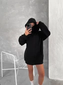Samuray ZIP Fermuarlı Kapüşonlu SweatShirt- Siyah - 3