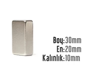 Neodyum Mıknatıs Köşeli  30x20mm , Kalınlık 10 mm ( 1 Adet) - 1