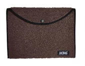 Jacbag Teddy Peluş Kahverengi Çıtçıtlı Dosya Çanta (Kitap Defter Tablet Notebook) - 3