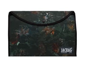 Jacbag Yeşil Yapraklı Unisex A4 Çıtçıtlı Dosya Defter Tablet ve Evrak Çantası - 1