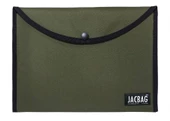 Jacbag Haki Yeşil Erkek A4 Çıtçıtlı Dosya Defter Tablet ve Evrak Çantası - 1