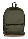 Jacbag Campus-Deri Tabanlı Üç Bölmeli Haki Yeşil Sırt Çantası (Okul, Günlük, Seyahat) thumbnail 2