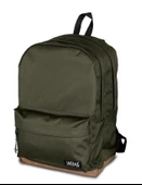 Jacbag Campus-Deri Tabanlı Üç Bölmeli Haki Yeşil Sırt Çantası (Okul, Günlük, Seyahat) thumbnail 1