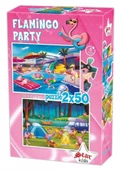 Star Puzzle 2x50 Parça Çocuk Puzzle - Flamingo Partisi - 1