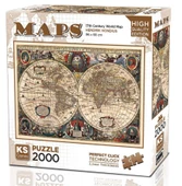Ks Games 2000 Parça 17. Yüzyıl Dünya Haritası Puzzle - Hendrik Hondius thumbnail 1