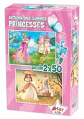 Star Puzzle 2x50 Parça Çocuk Puzzle - Sonbahar ve Yaz Prensesleri thumbnail 1