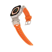 Apple Watch 7 45mm - Kordon Metal Başlıklı Silikon Kordon KRD-108 - 5