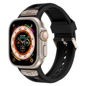 Apple Watch Ultra 49mm - Kordon Hava Alabilen Delikli Metal Süslemeli Desenli Silikon Kordon KRD-117 - 1