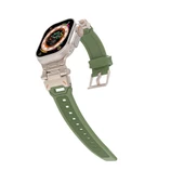 Apple Watch 7 45mm - Kordon Metal Başlıklı Silikon Kordon KRD-108 - 6