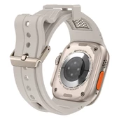 Apple Watch Ultra 49mm - Kordon Hava Alabilen Delikli Metal Süslemeli Desenli Silikon Kordon KRD-117 - 4