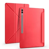 Samsung Galaxy Tab S9 Ultra - Tablet Kılıfı Kalem Bölmeli Korumalı Standlı Tri Folding Kılıf - 3