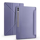 Samsung Galaxy Tab S9 Ultra - Tablet Kılıfı Kalem Bölmeli Korumalı Standlı Tri Folding Kılıf - 1