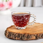 Porsima Cherry Coffee Taşlı Boncuklu Cam Kahve Takımı Çay Fincanı Lüks Kaliteli Cam Fincan 6'lı 80ml - 3