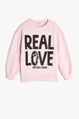 Koton Kız Çocuk Sweatshirt Slogan Baskılı Uzun Kollu Şardonlu - 1