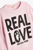 Koton Kız Çocuk Sweatshirt Slogan Baskılı Uzun Kollu Şardonlu - 3