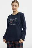 Nakış Detaylı Ekose Pijama Takım - Lacivert - 2