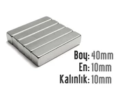 Neodyum Mıknatıs Köşeli  40x10mm , Kalınlık 10 mm ( 1 Adet) - 1