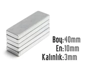 Neodyum Mıknatıs Köşeli  40x10mm , Kalınlık 3 mm ( 1 Adet) - 1