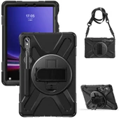 Samsung Galaxy Tab S9 FE - Tablet Kılıfı Boyun ip Askılı El Tutmaçlı Koruyucu Zırh Tank Defender Kılıf - 4