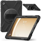 Samsung Galaxy Tab A9 Plus - Tablet Kılıfı Boyun ip Askılı El Tutmaçlı Koruyucu Zırh Tank Defender Kılıf - 6