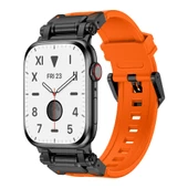 Apple Watch 44mm - Kordon Titanyum Metal Başlıklı Silikon Kordon KRD-101 - 1